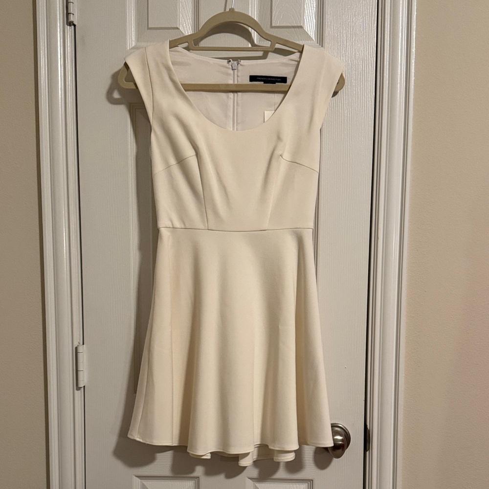 French Connection Cream Cap Sleeve Mini Dress